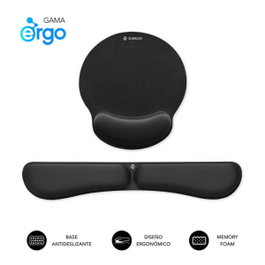 Subblim Pack Ergo MemoryFlex Alfombrilla Ratón y Reposamuñecas Teclado Negro SUBMP-04E020