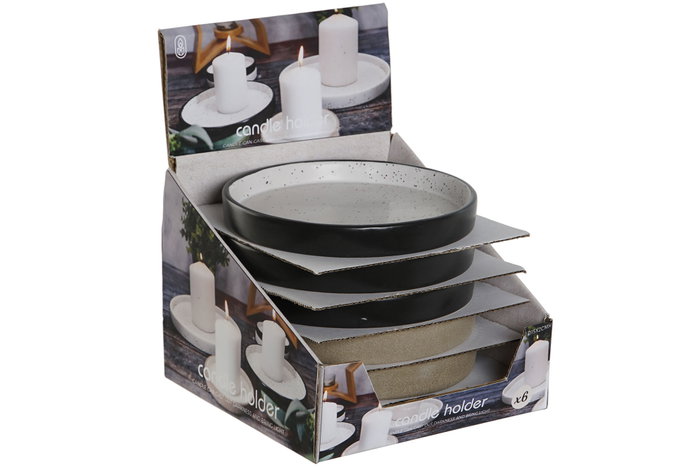 DKD Home Decor Portavela Beige Gris 15 x 2 x 15 cm (6 Unidades)