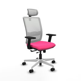 PIQUERAS Y CRESPO Silla de oficina Haches con mecanismo Sincro/Traslack, Rosa y Blanco