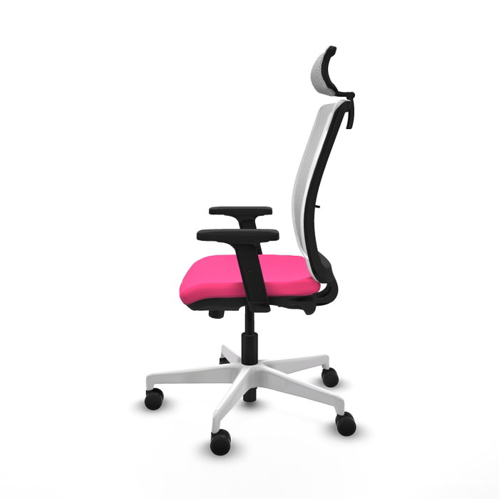 PIQUERAS Y CRESPO Silla de oficina Haches con mecanismo Sincro/Traslack, Rosa y Blanco