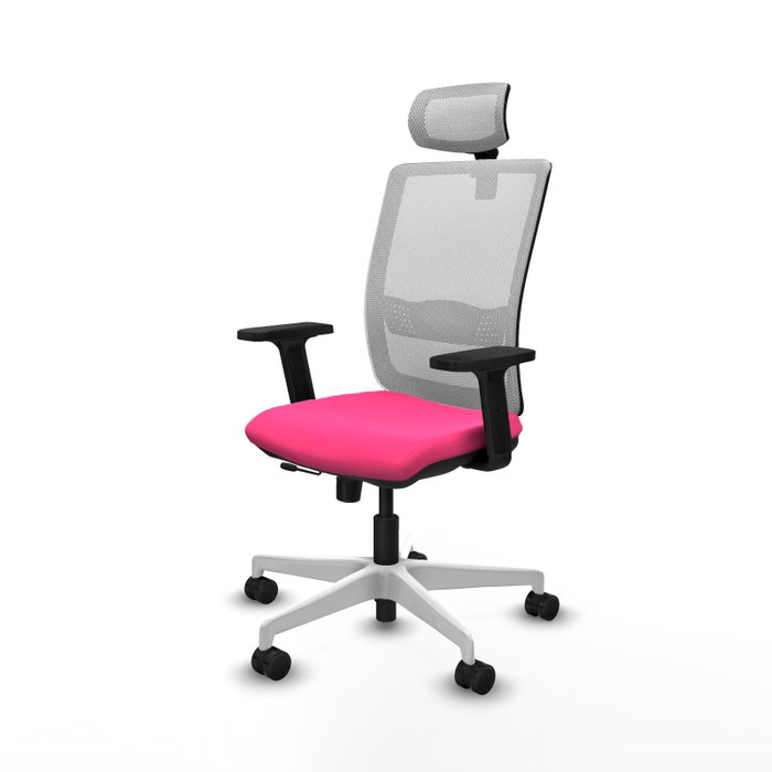 PIQUERAS Y CRESPO Silla de oficina Haches con mecanismo Sincro/Traslack, Rosa y Blanco