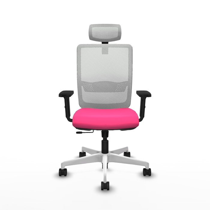 PIQUERAS Y CRESPO Silla de oficina Haches con mecanismo Sincro/Traslack, Rosa y Blanco