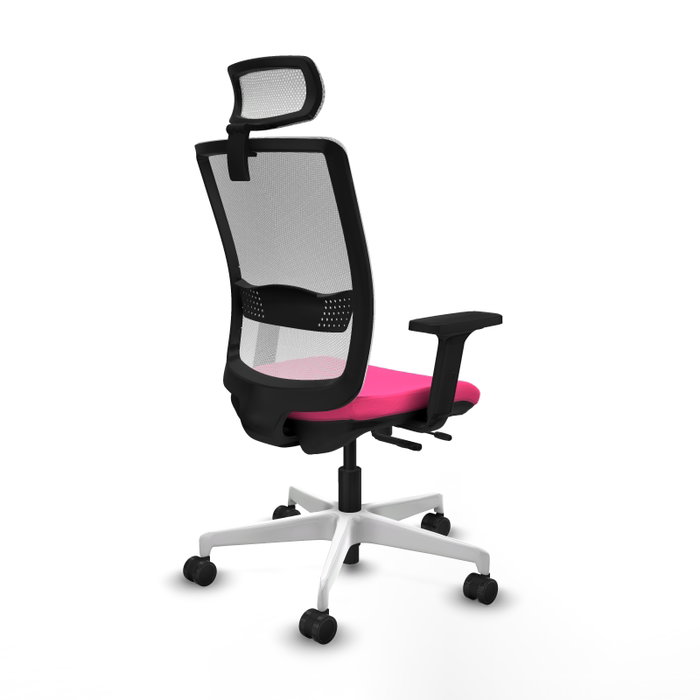 PIQUERAS Y CRESPO Silla de oficina Haches con mecanismo Sincro/Traslack, Rosa y Blanco