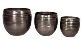 DKD Home Decor Set de 3 Maceteros de Aluminio Gris Brillante 40x40x40,5 cm