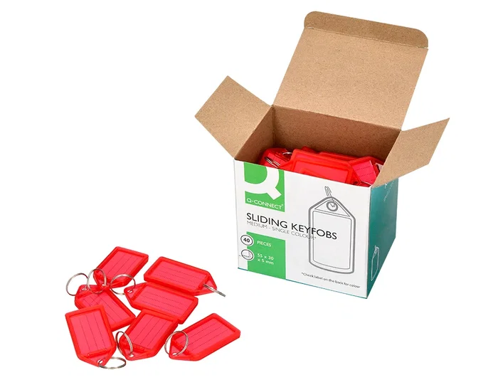 Q-connect Llavero Portaetiquetas Premium Rojo Caja de 40 Unidades