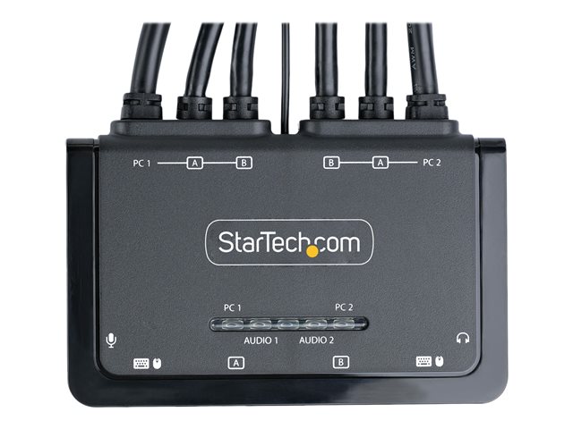 StarTech.com C2-DD46-UA2-CBL-KVM Interruptor KVM de 2 puertos para doble monitor DisplayPort 4K 60Hz