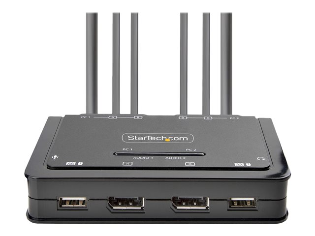 StarTech.com C2-DD46-UA2-CBL-KVM Interruptor KVM de 2 puertos para doble monitor DisplayPort 4K 60Hz