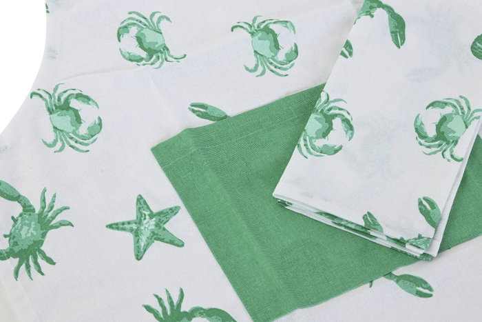 DKD Home Decor Delantal Mediterraneo Verde Azul Poliéster Algodón 0.5 x 80 x 60 cm Set de 2 (4 Unidades)