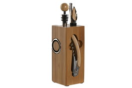 DKD Home Decor VINO SET 7 BAMBU INOX 6X6X22 NATURAL