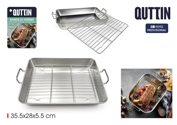 Quttin Bandeja para Horno de Acero con Grill 35.5 x 28 cm (12 Unidades) Quttin Bandeja para Horno de Acero con Grill 35.5 x 28 cm (12 Unidades)