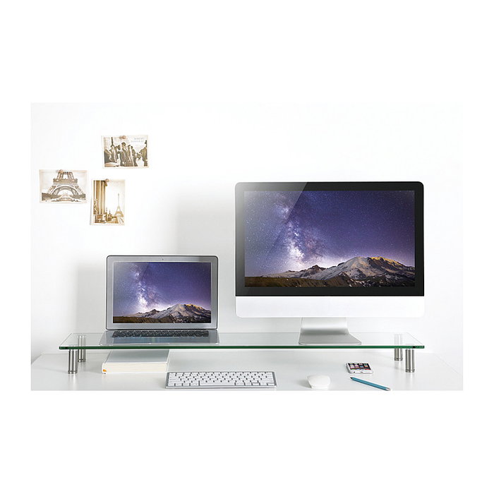 LogiLink Soporte de mesa para monitor de vidrio extra ancho