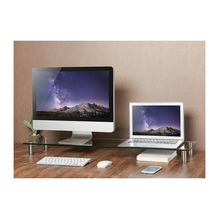 LogiLink Soporte de mesa para monitor de vidrio extra ancho