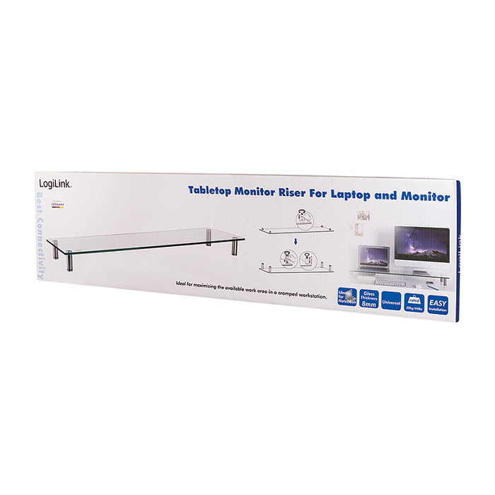 LogiLink Soporte de mesa para monitor de vidrio extra ancho