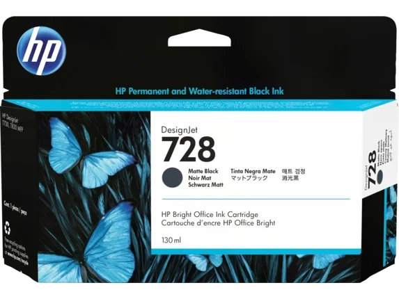 HP 728 Cartucho de tinta negro mate 130 ml (3WX25A) for DesignJet T730/T830