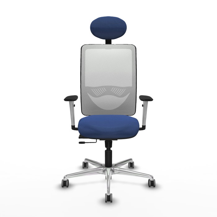 PIQUERAS Y CRESPO Silla de oficina Zulema con mecanismo Sincro/Traslack, Azul marino y Blanco