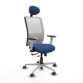 PIQUERAS Y CRESPO Silla de oficina Zulema con mecanismo Sincro/Traslack, Azul marino y Blanco