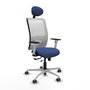 PIQUERAS Y CRESPO Silla de oficina Zulema con mecanismo Sincro/Traslack, Azul marino y Blanco