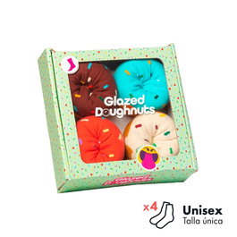 Funny Xmas Calcetines Modelo Donuts en Caja de Regalo, 4 Pares, Unisex Talla Única