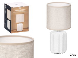 Giftdecor Lampara Sobremesa Rayas Blanca 13x27x13cm (Set de 12)
