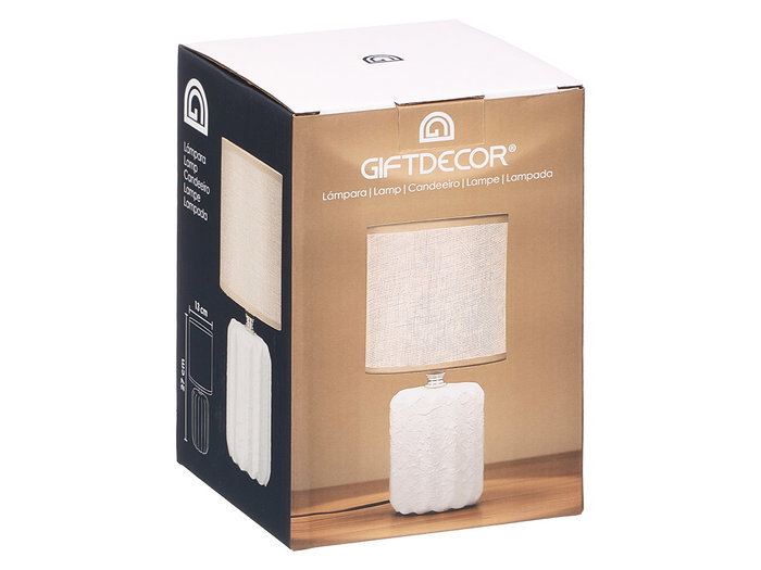 Giftdecor Lampara Sobremesa Rayas Blanca 13x27x13cm (Set de 12)
