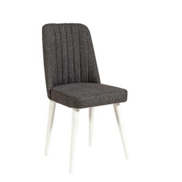 Hanah Home Silla Escandinava Wht-Ant. de Lino y Patas de Madera Color Blanco y Antracita 47x46x89 cm
