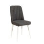 Hanah Home Silla Escandinava Wht-Ant. de Lino y Patas de Madera Color Blanco y Antracita 47x46x89 cm