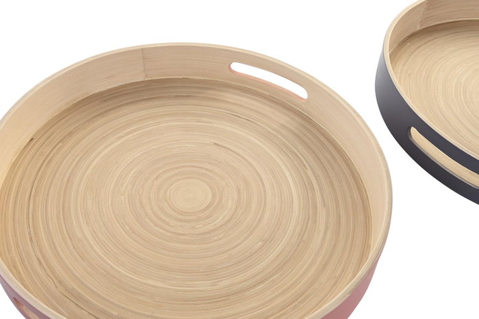 DKD Home Decor Bandeja de Bambú Vermos Surtido de 3 Unidades 38x38x5,5 cm de Balines