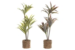 DKD Home Decor Pack de 2 Plantas de PE y Fibra Verde 30x30x75 cm