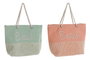 DKD Home Decor Bolso Beach en Verde Menta y Naranja, Surtido de 2 unidades