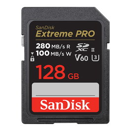 Sandisk SDSDXEP-128G-GN4IN Tarjeta de Memoria SDXC PRO 128GB V60 UHS-II, Velocidad de Lectura 280 MB/s, Escritura 100 MB/s