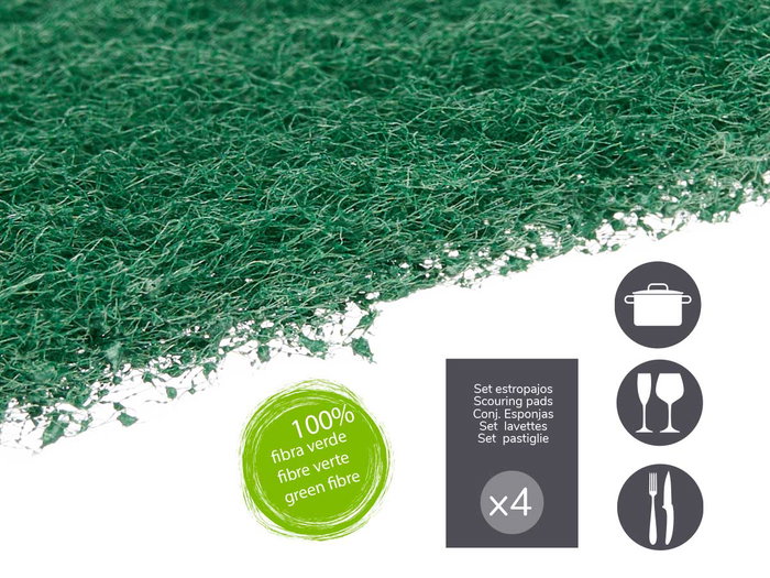 Arte Regal Set 4 Estropajos Verdes Fibra Extra 12 cm x 16 cm x 3 cm (Estropajo 11.3 x 15.7 x 0.5 cm) (Set de 22)