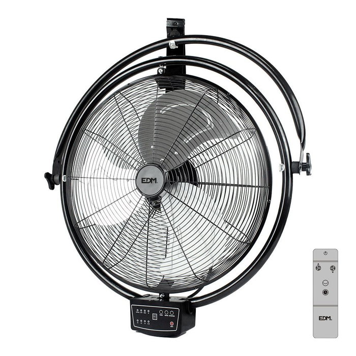 Edm Ventilador Industrial de Pared y Techo 50cm, 120W, 3 Velocidades, Oscilante e Inclinable, Caudal 5400 m³/h, 65 dB, Negro Edm Ventilador Industrial de Pared y Techo 50cm, 120W, 3 Velocidades, Oscilante e Inclinable, Caudal 5400 m³/h, 65 dB, Negro