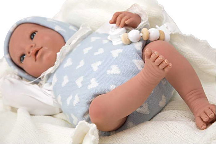Muñecas Arias Muñeca Reborn Ian 40 cm Azul con Manta