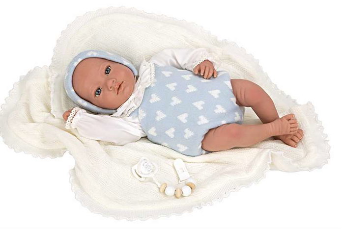 Muñecas Arias Muñeca Reborn Ian 40 cm Azul con Manta