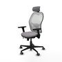 Silla de oficina Jorquera con mecanismo Sincro/Traslack tapizada con Similpiel color Gris y malla color Blanco. Equipada con lumbar 1D, Brazos 3D, Cabecero 2D y Ruedas 65 mm parqué