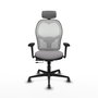 Silla de oficina Jorquera con mecanismo Sincro/Traslack tapizada con Similpiel color Gris y malla color Blanco. Equipada con lumbar 1D, Brazos 3D, Cabecero 2D y Ruedas 65 mm parqué
