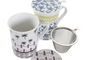 DKD Home Decor Mug Infusiones Colonial de Gres y Porcelana, 280ml, Azul Granate, 8.5 x 11 x 11 cm, Apto Microondas y Lavavajillas (12 Unidades)
