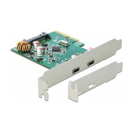DeLOCK 90397 Tarjeta PCI Express USB 3.2 Gen 1 con 2 Puertos Internos y 2 Externos, Factor de Forma Perfil Bajo