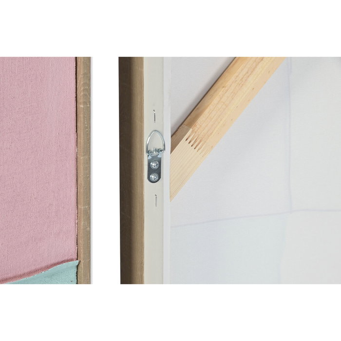 DKD Home Decor Set de 2 Cuadros Lienzo Abstractos 102x102 cm, Rosa, Turquesa y Blanco
