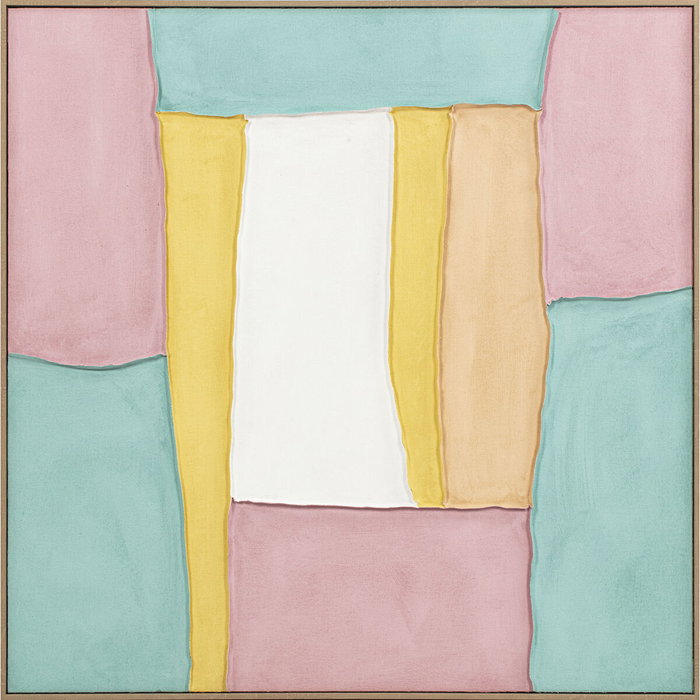 DKD Home Decor Set de 2 Cuadros Lienzo Abstractos 102x102 cm, Rosa, Turquesa y Blanco