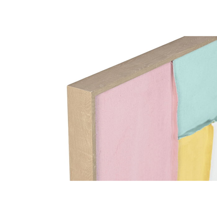 DKD Home Decor Set de 2 Cuadros Lienzo Abstractos 102x102 cm, Rosa, Turquesa y Blanco