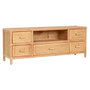 DKD Home Decor Mueble TV Abeto y Ratán 120x30x45 con 5 Cajones Natural