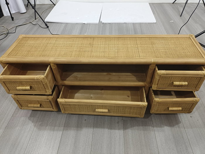 DKD Home Decor Mueble TV Tropical Suipt Marron Claro 120x30x45 cm