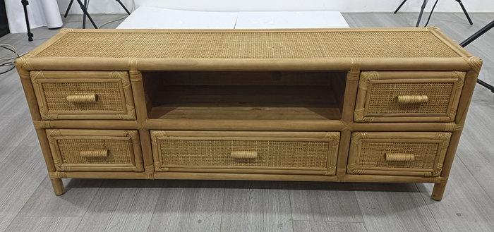 DKD Home Decor Mueble TV Tropical Suipt Marron Claro 120x30x45 cm