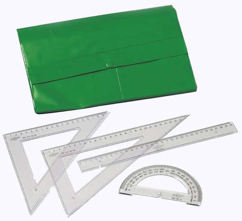 Faibo Kit de Trazado en Estuche con Regla, Escuadra y Cartabón de 30 cm