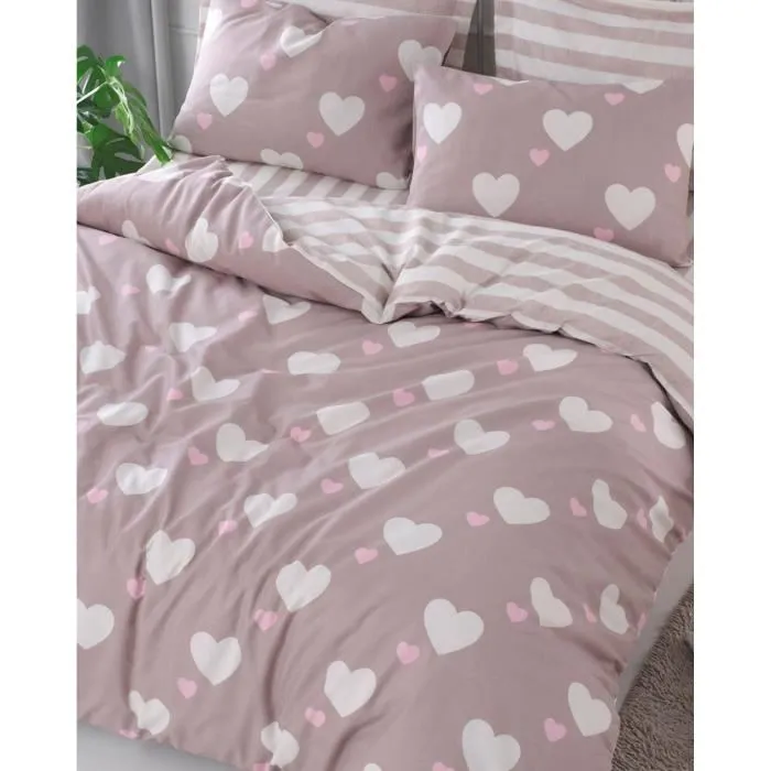 Juego de Cama Funda Nórdica 220x240 cm + 2 Fundas Almohada 60x60 cm Rosa 65% Algodón 35% Poliéster