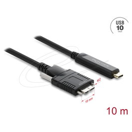 DeLOCK 83632 Cable Óptico Activo USB 2.0 USB-C a Micro-USB B 10 Gbps 10 m - Negro, AOC, Plug and Play, Halogen Free