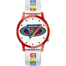Guess V1050M1 Unisex con Correa Transparente y Caja Roja