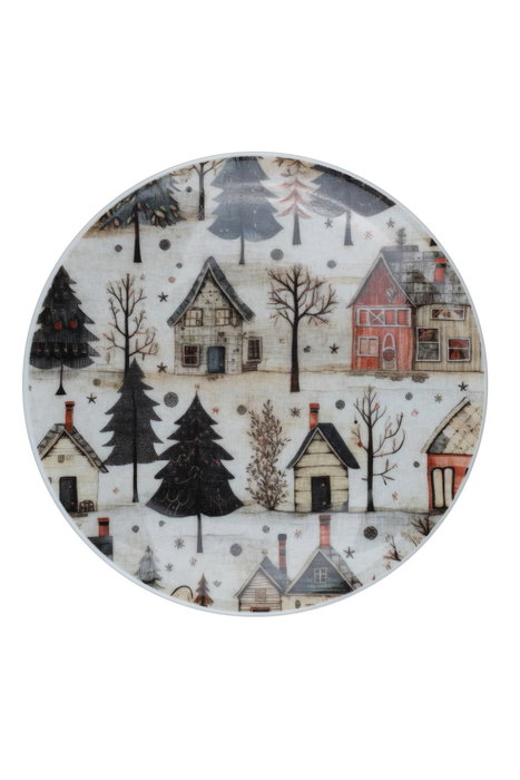 Hermia NNZG21DUS6885684 Juego de Servir Pasteles Porcelana, 6 Piezas, Elegante para Navidad, 21 x 21 x 2 cm