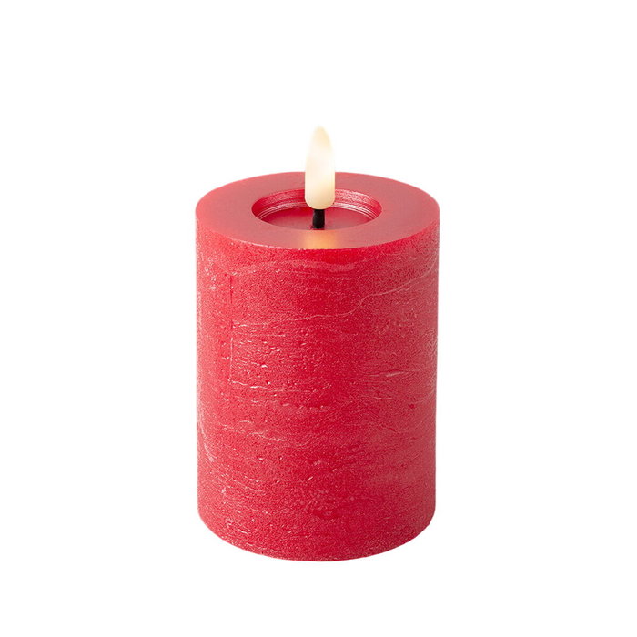 Lumineo Vela de Cera LED Roja con Superficie Rústica Lumineo Vela de Cera LED Roja con Superficie Rústica